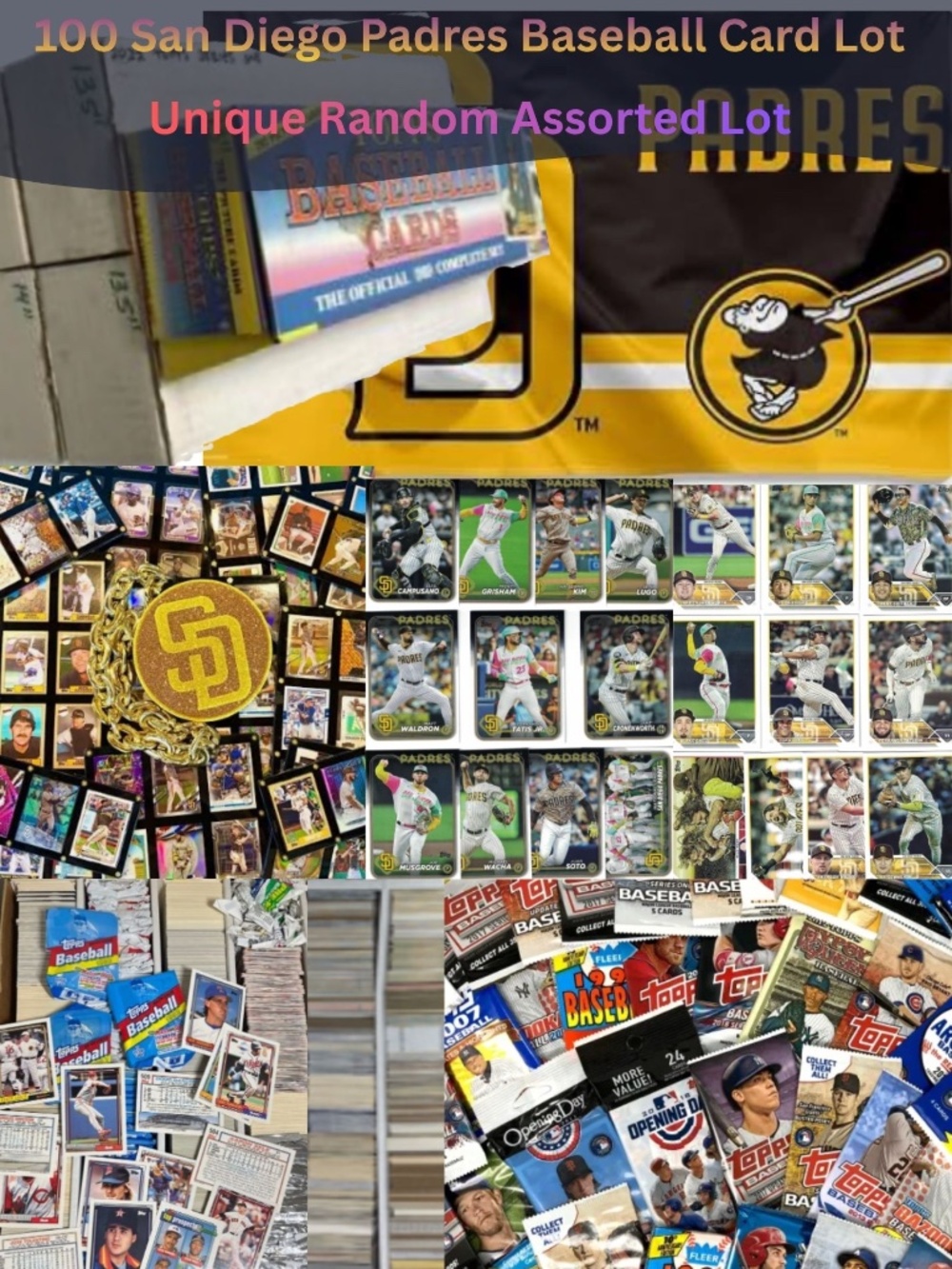 100 San Diego Padres Random Baseball Card Lot No Duplicates 1980s-Present